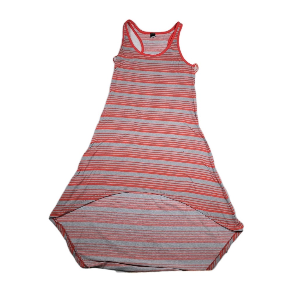 Chesley Women Gray Coral Striped Racerback High-Low Hem Sleeveless Dress